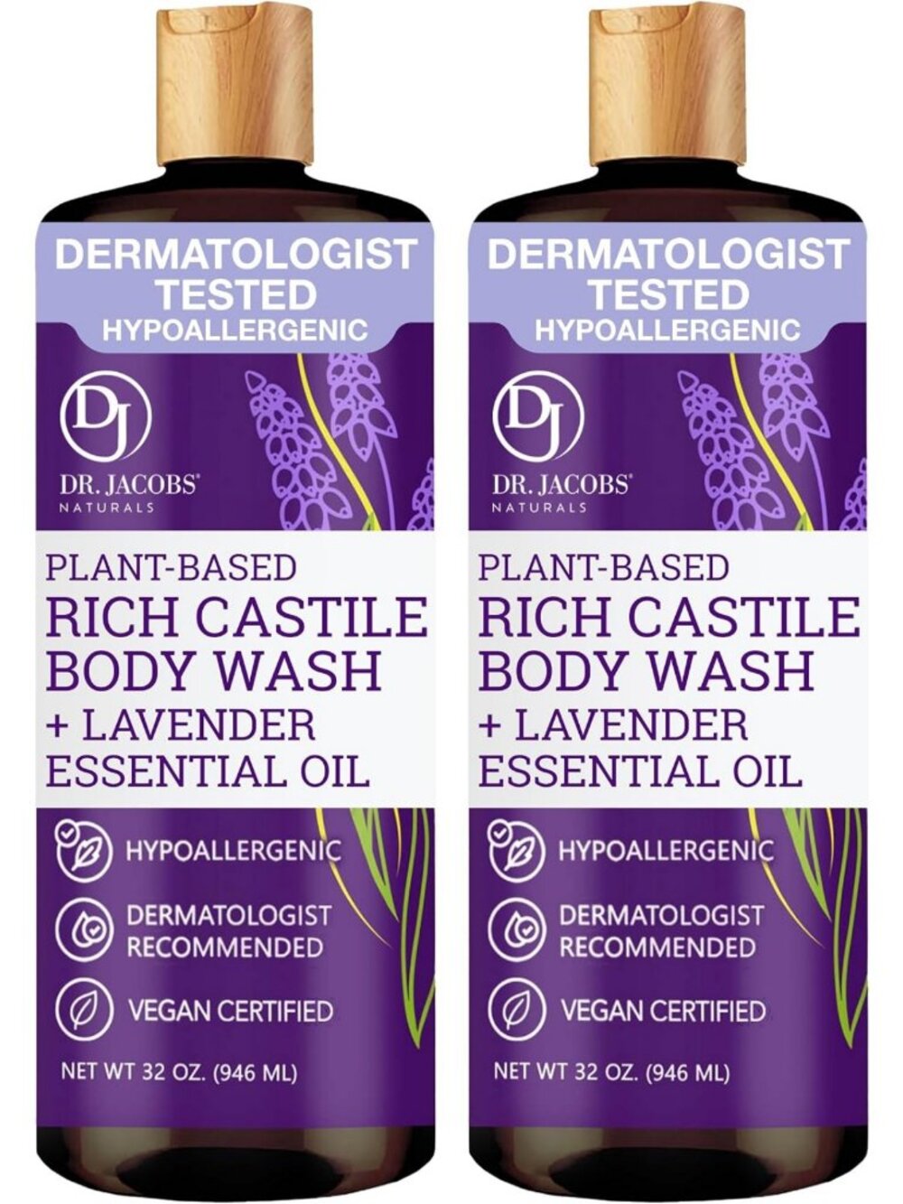 Dr. Jacobs Naturals Pure Castile Soap Liquid Body Wash, Lavender - Plant Based